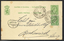 LUXEMBOURG 1904: CP Entier De 5c Pour La Suisse, Affr. Compl. De 5c Avec TP Correspondant - 1895 Adolfo De Perfíl