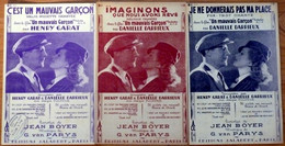 RARE - LES 3 PARTITIONS TITRES FILM "UN MAUVAIS GARCON" - HENRY GARAT / DANIELLE DARRIEUX - 1936 - EXCELLENT ETAT - - Film Music