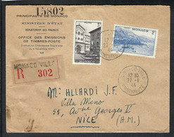 MONACO 1944: LSC Rec. De Monaco-Ville Pour Nice, Affr. Bicolore De 5F - Brieven En Documenten