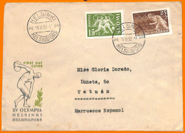 Aa2836 - FINLAND - POSTAL HISTORY - 1952 Olympic Games FDC COVER To TETUAN - Estate 1952: Helsinki