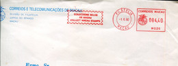 64299 Macau, Circuled  Cover, Red Meter Freistempel 1990 Correios E Telecomunicacoes De Macau - Machine Stamps (ATM)