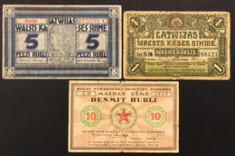Lettonia LATVIA LETTLAND 1+5+10 RUBLE Rubli 1919  LOTTO 2879 - Latvia