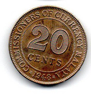 Malaisie -  20 Cents 1948 SUP - Malaysia
