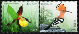 Estonia - 2021 - Europa CEPT - Endangered National Wildlife - Lady's-slipper Orchid And Hoopoe Bird - Mint Stamp Set - Estonia