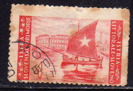 ISTRIA E LITORALE SLOVENO 1946 TIRATURA DI ZAGABRIA LIRE 4 USATO USED OBLITERE' - Jugoslawische Bes.: Slowenische Küste