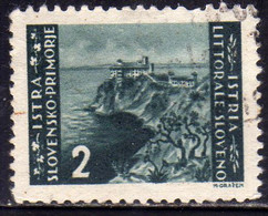 ISTRIA E LITORALE SLOVENO 1945 TIRATURA DI LUBIANA LIRE 2 USATO USED OBLITERE' - Yugoslavian Occ.: Slovenian Shore