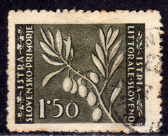 ISTRIA E LITORALE SLOVENO 1946 TIRATURA DI ZAGABRIA LIRE 1,50 USATO USED OBLITERE' - Occ. Yougoslave: Littoral Slovène