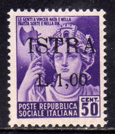 OCCUPAZIONE JUGOSLAVIA YUGOSLAVIA ISTRIA POLA 1945 SURCHARGE ITALY SOPRASTAMPATO D'ITALIA LIRE 1 SU CENT. 50c MNH - Joegoslavische Bez.: Istrië