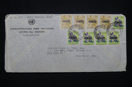 CONGO - Enveloppe Des Nations Unies Au Congo Pour New York En 1960, Affranchissement Surchargés - L 98643 - Andere & Zonder Classificatie