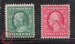 USA Scott # 331-2 Mint NO GUM - Franklin & Washington - 1 Cent Corner Crease - Unused Stamps