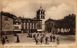 CPA AK St-CHAMOND La Place Nationale Et L'Église St-PIERRE (687242) - Saint Chamond