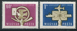 HUNGARY 1958 International Correspondence Week MNH / **.  Michel 1555-56 - Unused Stamps