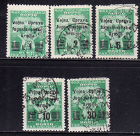 OCCUPAZIONE JUGOSLAVIA YUGOSLAVIA ISTRIA E LITORALE SLOVENO 1947 SEGNATASSE TAXES TASSE POSTAGE DUE SERIE COMPLETA USATA - Yugoslavian Occ.: Slovenian Shore