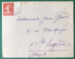 France N°138 Sur Enveloppe TAD TIZI-OUZOU Pour ST Eugène, Alger - (B3593) - 1877-1920: Periodo Semi Moderno