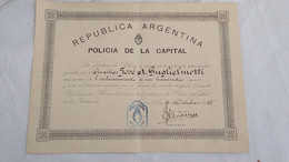 Argentina Police Commissioner  Murder Case Solving Award Original 1936 Diploma Document FREE SHIPPING   #21 - Police & Gendarmerie