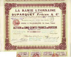 Titre Ancien - La Ramie Lyonnaise - Anciens Etablissements Duparquet Frères & Cie - Société Anonyme - Titre De 1925 - - Textil