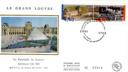 ✅ " 200 ANS DE LA CREATION DU MUSEE DU LOUVRE " Sur Enveloppe 1er Jour Sur Soie. N° YT 2851 2852. FDC - Museums