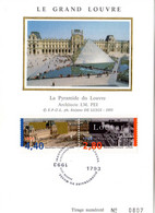 " 200 ANS DE LA CREATION DU MUSEE DU LOUVRE " Sur Carte Maximum Sur Soie De 1993. N° YT 2851 2852. CM - Museums