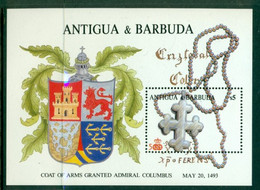 ANTIGUA & BARBUDA 1988 Mi BL 136** Coat Of Arms Granted Admiral Columbus [A7327] - Timbres