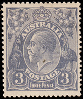 Australia 1914-24 MH Sc #30 3p George V Blue Variety Spot On Neck - Ungebraucht