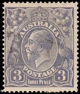 Australia 1914-24 MH Sc #30 3p George V Blue Variety Surface Marks, Album Adherence - Ungebraucht