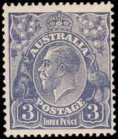 Australia 1926-30 MH Sc #72a 3p George V Blue Die I - Nuovi