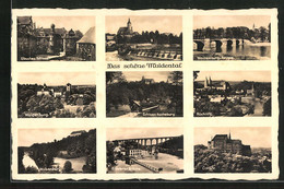 AK Rochlitz, Wechselburg Schloss, Colditz Schloss, Totalansicht Rochlitz, Die Waldenburg - Waldenburg (Sachsen)