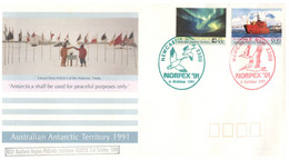 (QQ 10) Australia -  AAT 1991 - Norpex 91 FDC (red & Green Postmarks) - FDC