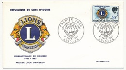 Côte D'Ivoire => Enveloppe FDC - 30f Cinquantenaire Du Lionisme - 2 Sept 1967 - ABIDJAN - Costa D'Avorio (1960-...)