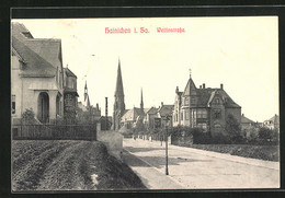 AK Hainichen I. Sa., Wettinstrasse Mit Kirche - Hainichen