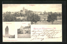 AK Müncheberg I. M., Totalansicht, Berliner Tor, Denkmal - Muencheberg