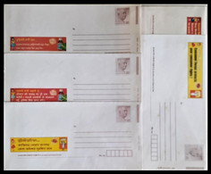 134B.INDIA 2009 UNUSED PRE STAMPED ENVELOPES (05 DIFF) WITH ADVERTISEMENTS SARDAR PATEL, MEDICINE, CONSUMER PROTECTION . - Covers