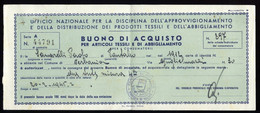 FEBBRAIO 1945 - 2^ GUERRA MONDIALE - BUONO DI ACQUISTO ABBIGLIAMENTO RILASCIATO DAL COMUNE DI VERBANIA  (STAMP59) - Textiel