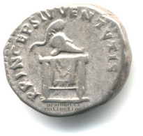 DOMIZIANO DENARIO PRINCEPS IUVENTUTIS ELMO SUL TRONO 80 DOPO CRISTO - The Flavians (69 AD Tot 96 AD)