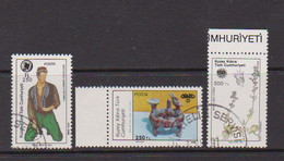 CYPRUS  ( TURKEY )    1991   Various  Stamps  Surcharged    Set  Of  3    USED - Usati