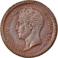 Monnaie, Monaco, Honore V, Decime, 1838, Monaco, TTB+, Cuivre, Gadoury:105 - Charles III.