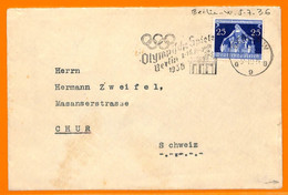 Aa2887 - Germany - POSTAL HISTORY: 1936 Olympics POSTER STAMP On HOTEL COVER - Sommer 1936: Berlin