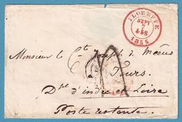 Envel Càd FLOREFFE/1855 (dateur Inversé) + "4" Au Tampon Pour Tours En Poste Restante. - 1849-1865 Medallions (Other)