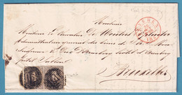 L St. Affr 10c Brun  En Paire  P1116 BEVEREN /1857 + Boîte Rurale De Calloo Pour Bruxelles - 1849-1865 Medaillen (Sonstige)