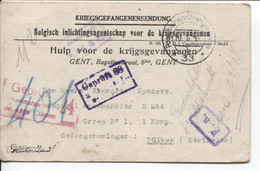 1266PR/ CP-PK PDG-POW 1918 Gent Hulp Voor De Krijsgevangenen > Dülmen Geprüft F.a. - Kriegsgefangenschaft