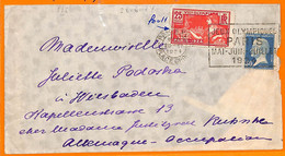 Aa2919 - FRANCE - POSTAL HISTORY - 1924 Olympic Games STAMP + POSTMARK On COVER - Estate 1924: Paris