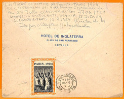 Aa2922 - SPAIN - POSTAL HISTORY - 1924 Olympic Games  POSTER STAMP On COVER - Summer 1924: Paris