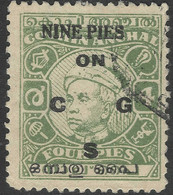 Cochin(India). 1949 Official. Surcharge. 9p On 4p Used. 18mm Inscr. SG O104 - Cochin