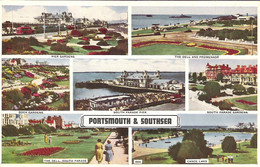 SCENES FROM PORTSMOUTH AND SOUTHSEA, HAMPSHIRE. Circa 1957 USED POSTCARD Z9 - Portsmouth