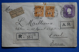 T6 CHILE BELLE LETTRE  RARE RECOM. 1899  PETIT BUREAU SANFILIPE A TOUL+CERTIFICADO VALPARAISO + PAIRE  +C. ARMORIE - Chili