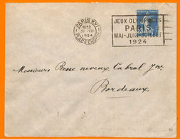 Aa2924 - FRANCE - POSTAL HISTORY - 1924 Olympic Games POSTMARK On COVER - Music - Verano 1924: Paris