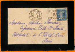 Aa2928 - FRANCE - POSTAL HISTORY - 1924 Olympic Games POSTMARK On MOURNING COVER - Estate 1924: Paris