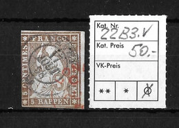 1854-1862 Helvetia (ungezähnt) →  Zweikreisrundstempel Mit Rotem Rundstempel LONDON     ►SBK-22B3.V◄ - Gebraucht