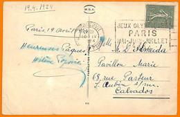 Aa2932 - FRANCE - POSTAL HISTORY - 1924 Olympic Games POSTMARK : Rue JOUFFROY - Summer 1924: Paris