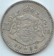 20 Francs Argent Albert I 1934 FL Pos A - 20 Francs & 4 Belgas